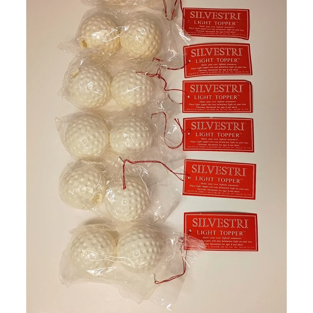 Vtg 6 Packs SILVESTRI Light Toppers Covers Plastic Golf‎ Balls Golf Christmas